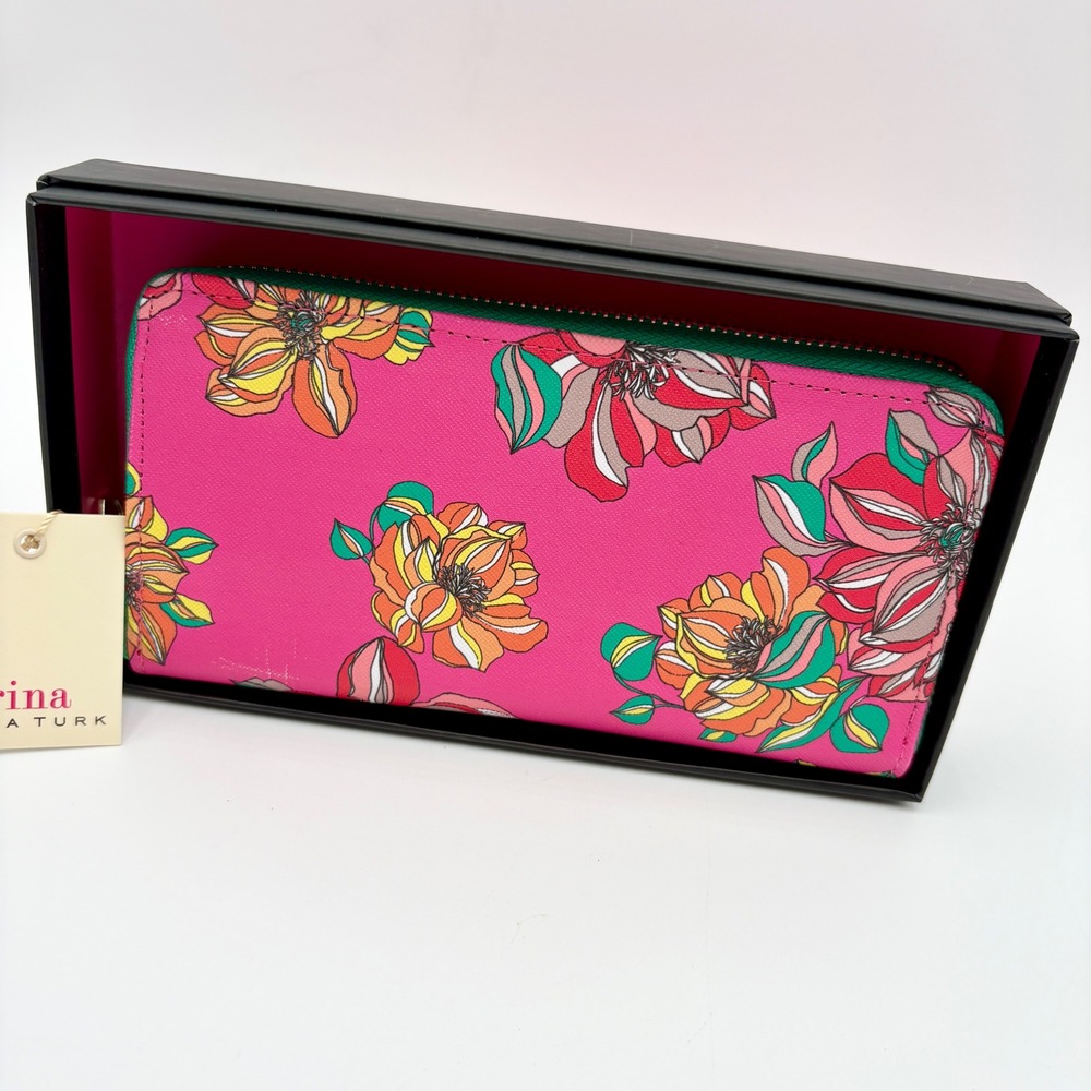 Trina Turk Floral Print Zip Around‎ Wallet Clutch NWT